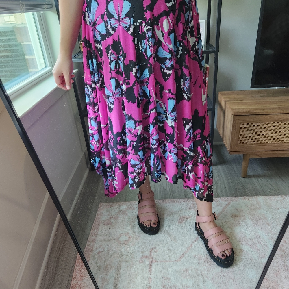 Vintage Purple Asymmetrical Midi Length Mesh Skirt